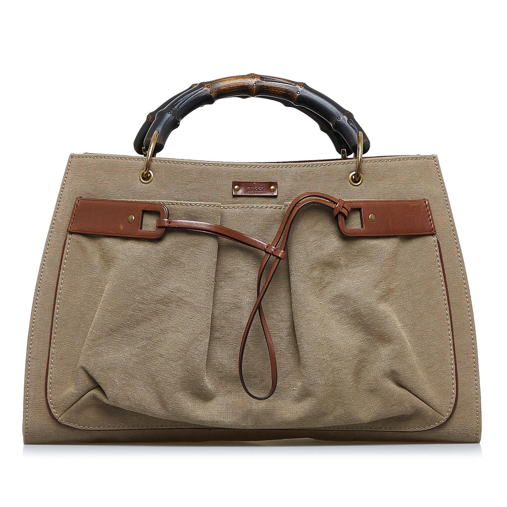 Gucci Bamboo Canvas Tote Bag (SHG-Rl4F7t)