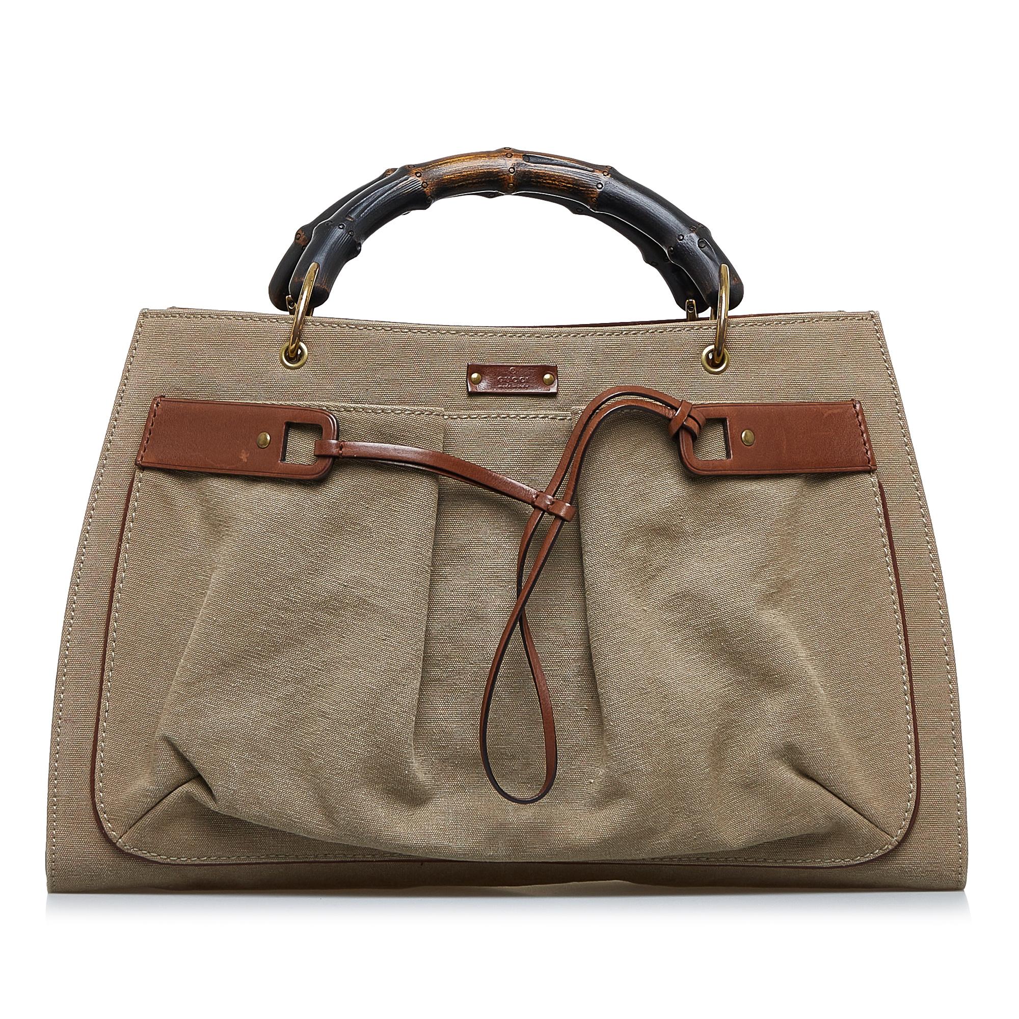 Gucci Bamboo Canvas Tote Bag (SHG-Rl4F7t)