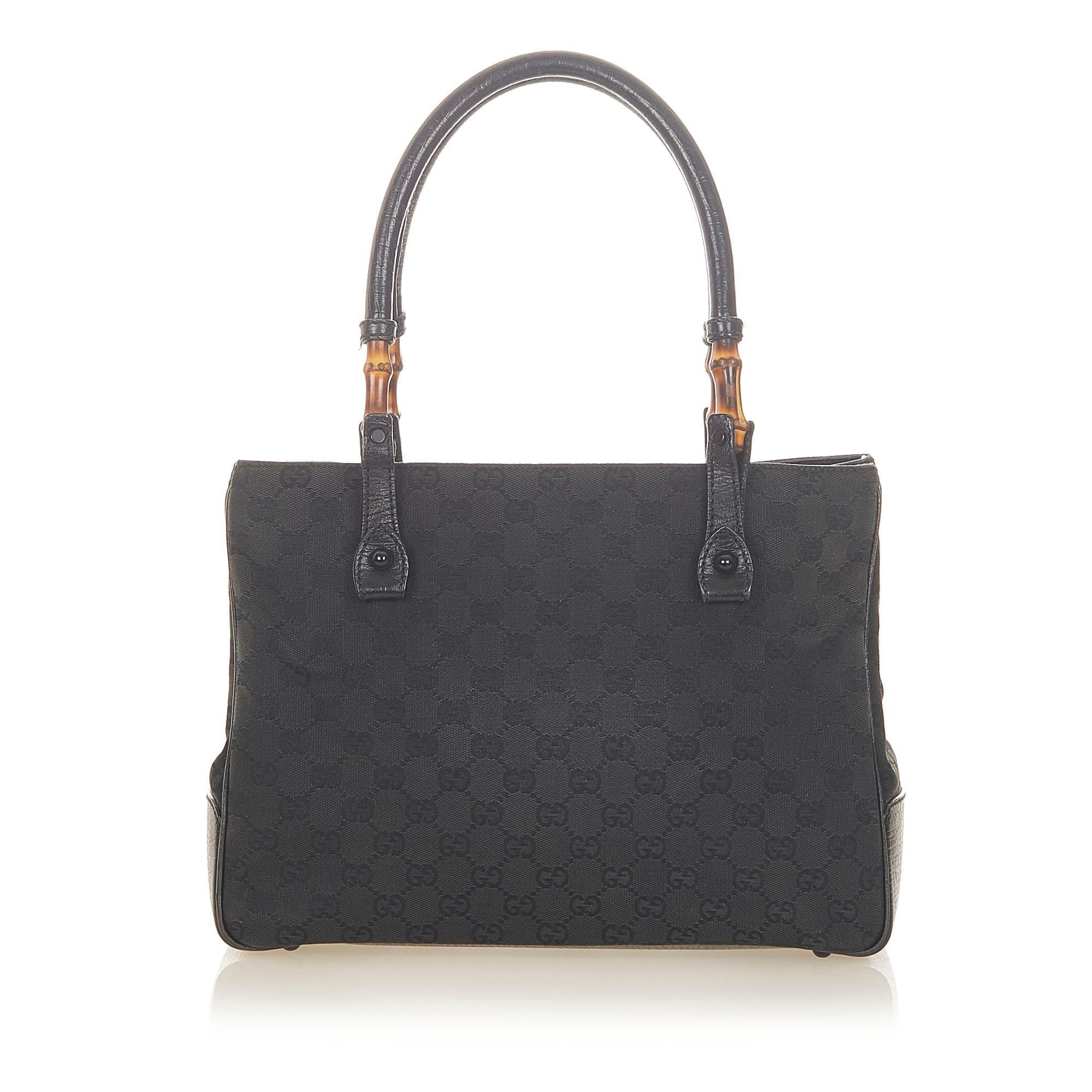 Gucci Bamboo GG Canvas Tote Bag (SHG-19291)