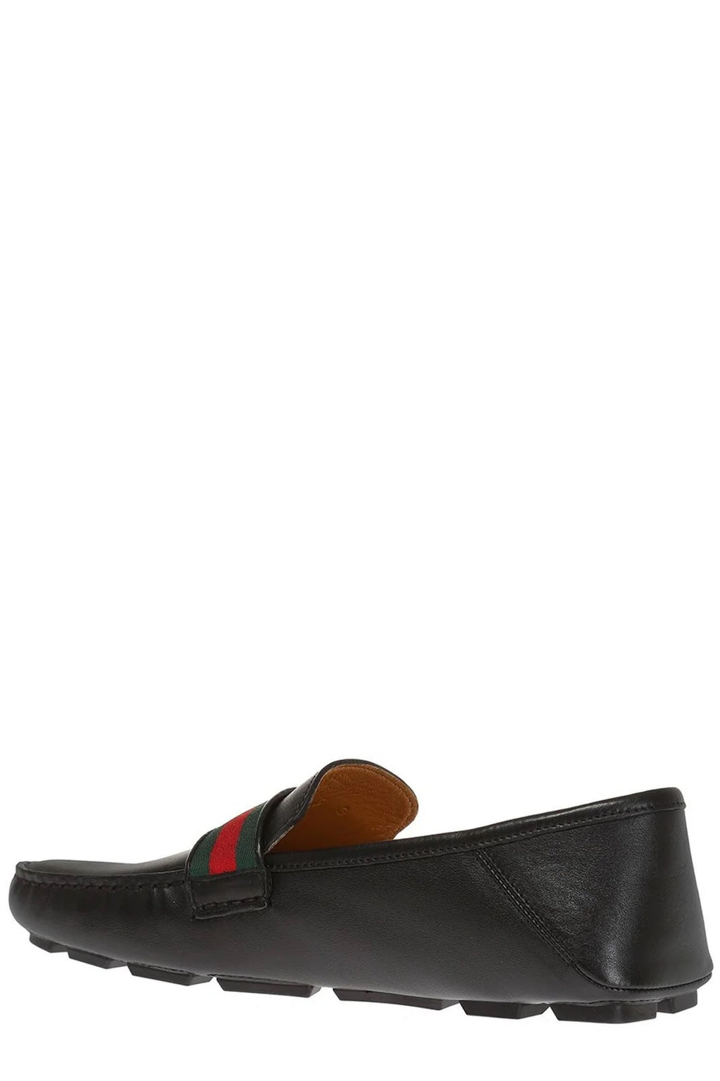 GUCCI GG WEB CALFSKIN LEATHER DRIVER LOAFERS