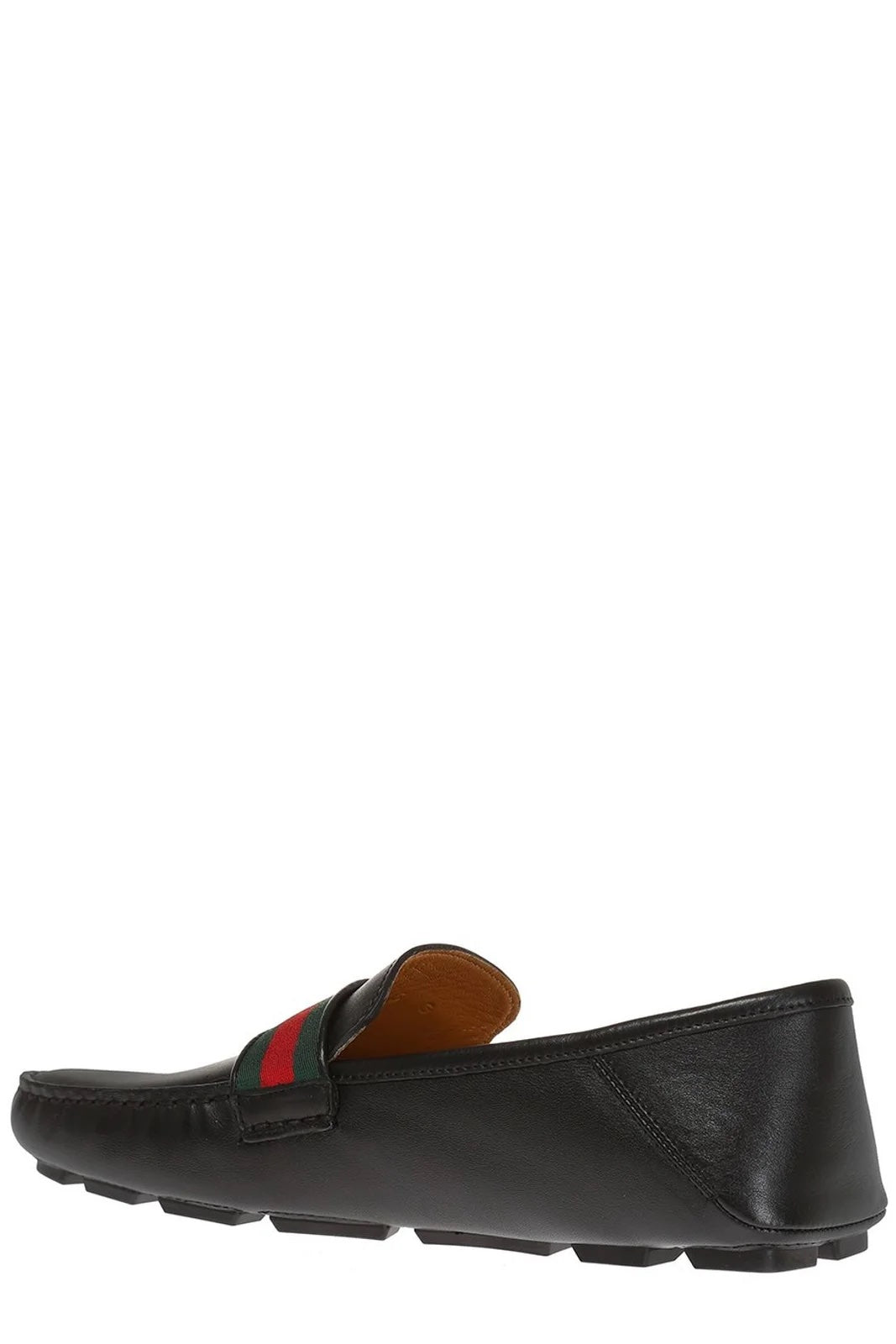 GUCCI GG WEB CALFSKIN LEATHER DRIVER LOAFERS