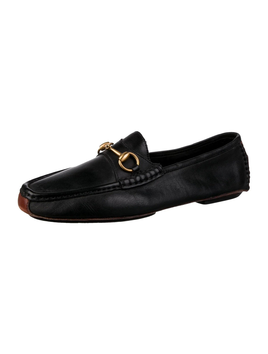 GUCCI CALFSKIN LEATHER HORSEBIT DRIVER LOAFERS