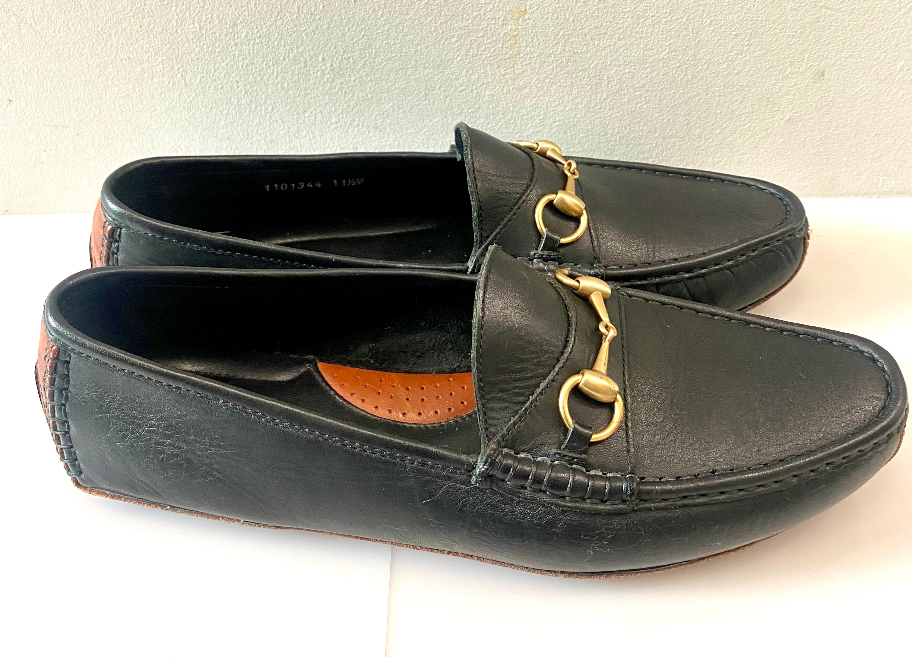GUCCI CALFSKIN LEATHER HORSEBIT DRIVER LOAFERS