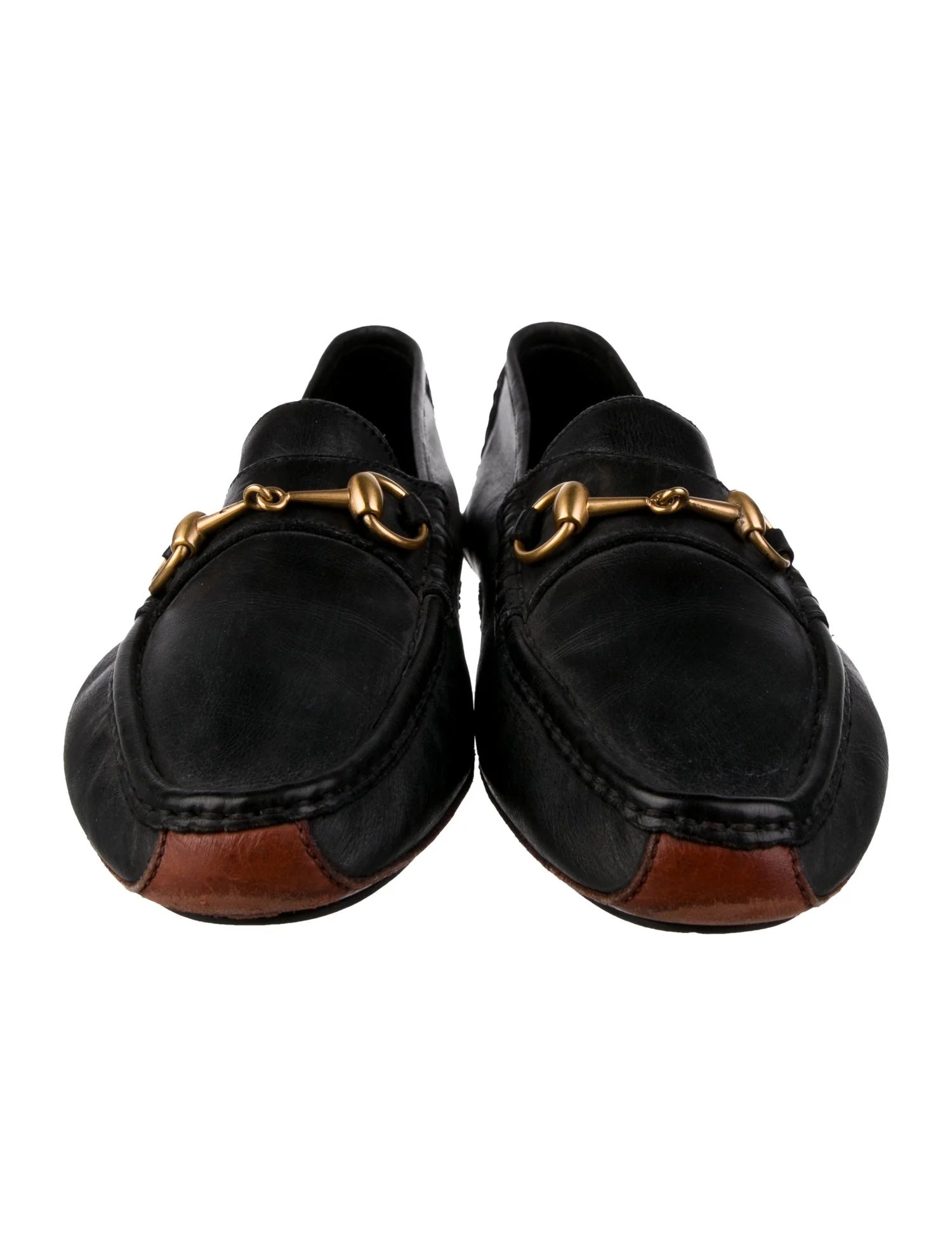GUCCI CALFSKIN LEATHER HORSEBIT DRIVER LOAFERS