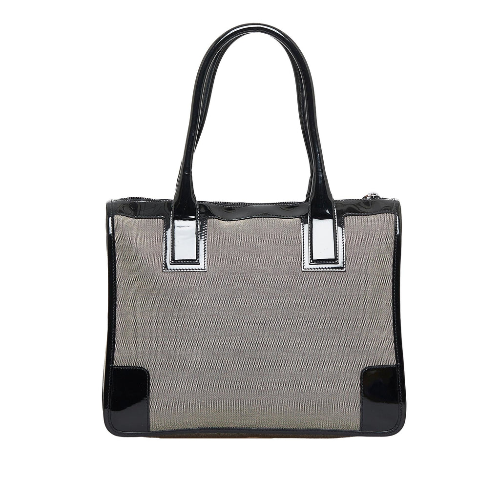 Gucci Canvas and Patent Leather Trimmed Handbag (SHG-E8ID83)