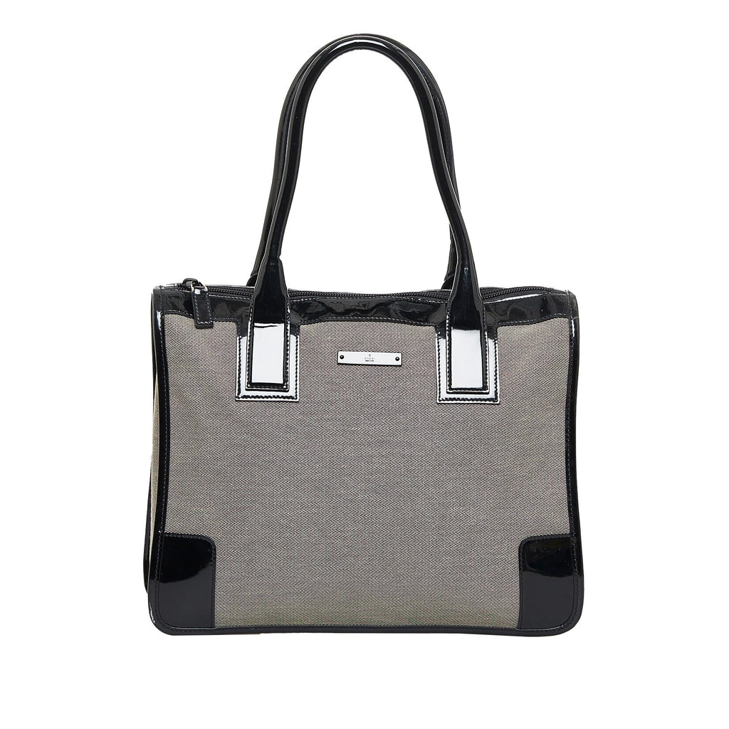 Gucci Canvas and Patent Leather Trimmed Handbag (SHG-E8ID83)