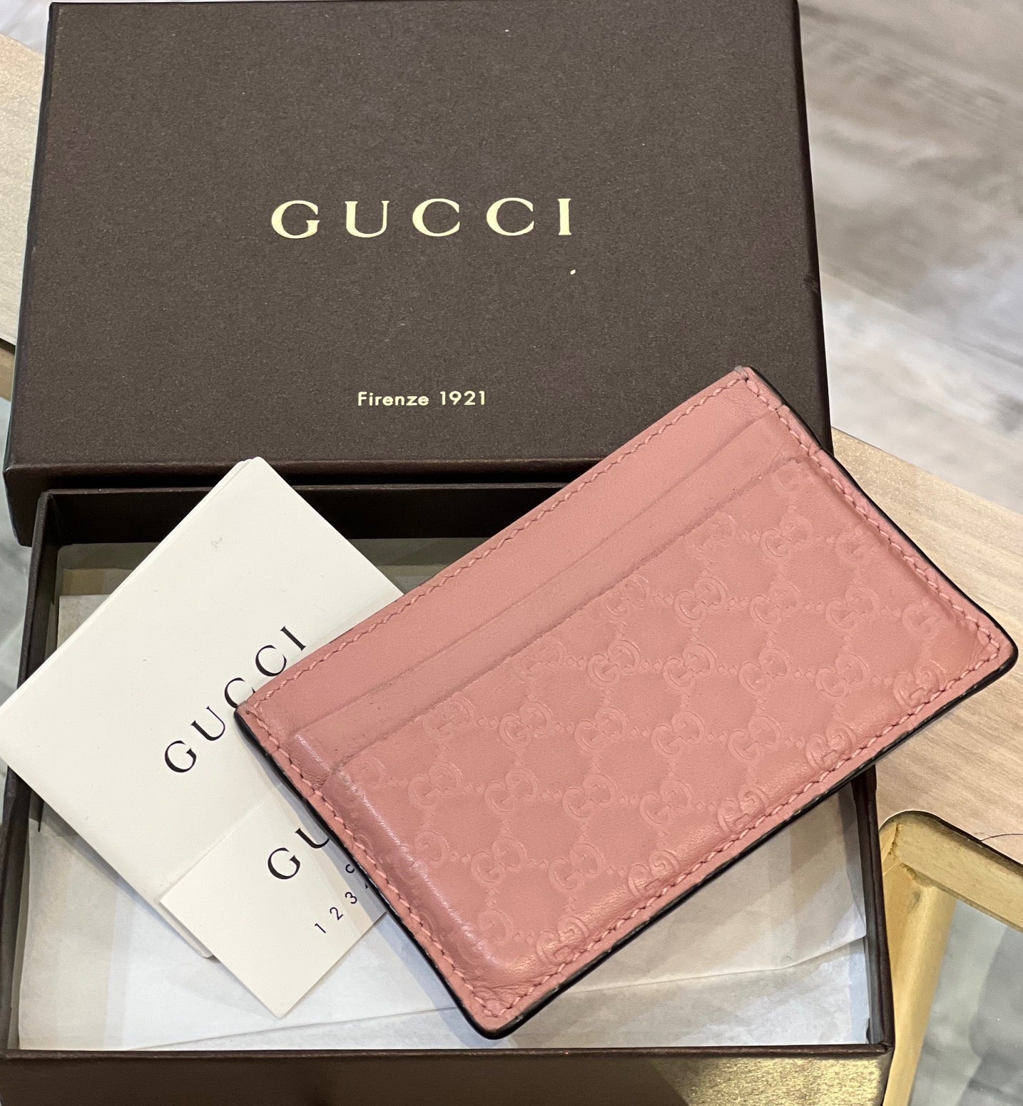 GUCCI GG MICROGUCCISSIMA LEATHER CARD CASE