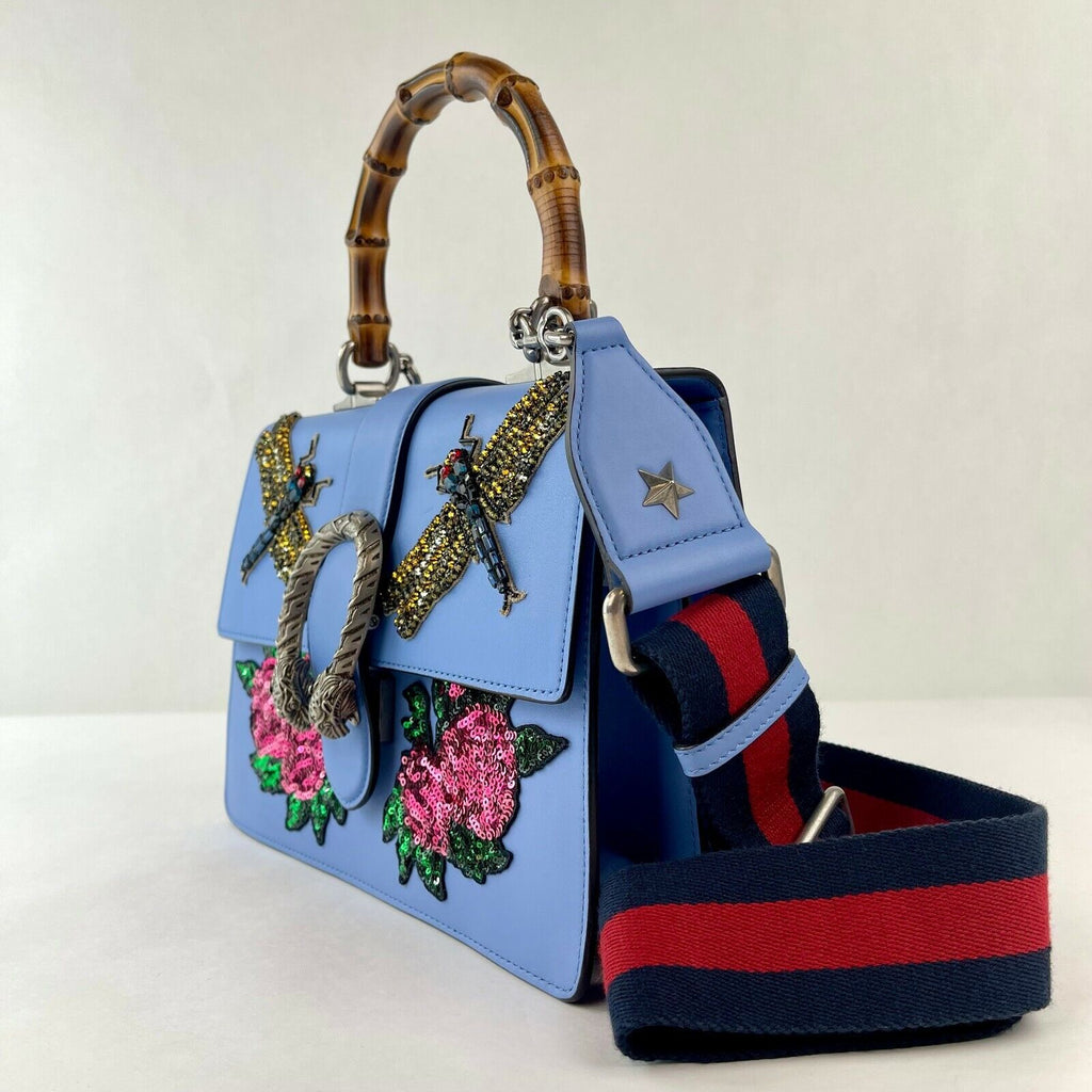 GUCCI CALFSKIN BAMBOO WEB DIONYSUS TOP HANDLE BAG