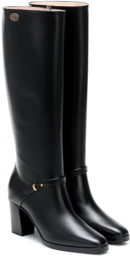 GUCCI ROSIE DOUBLE G LEATHER KNEE HIGH BOOTS