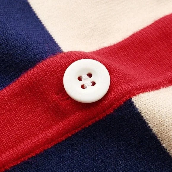 GUCCI EMBROIDERED STRIPED KNIT CARDIGAN