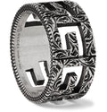 GUCCI ENGRAVED BURNISHED STERLING SILVER RING