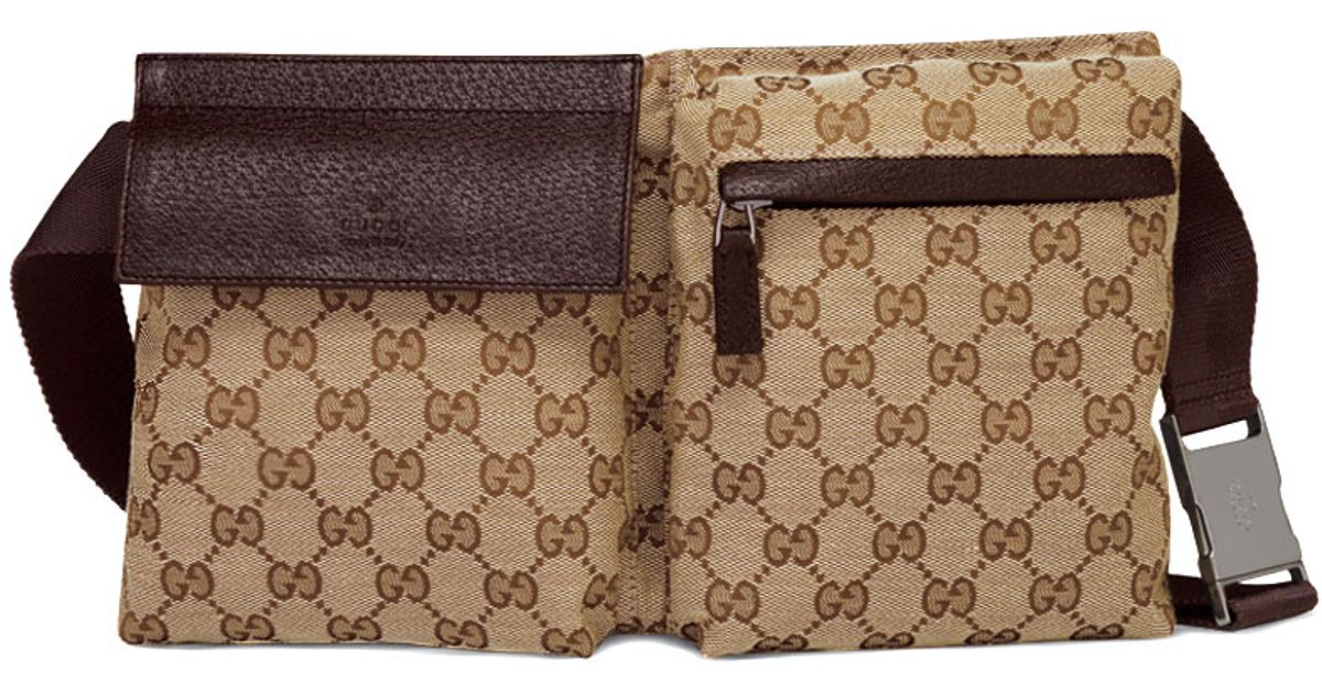 GUGGI GG SUPREME MONOGRAM WEB DOUBLE POCKET BELT BAG