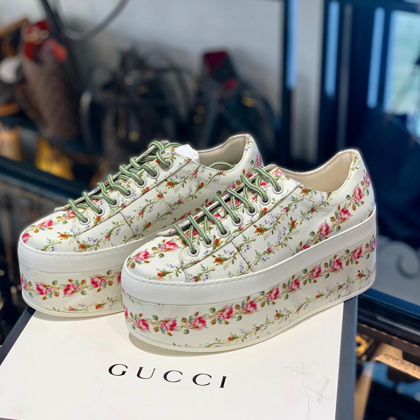 GUCCI Floral Platform Sneakers