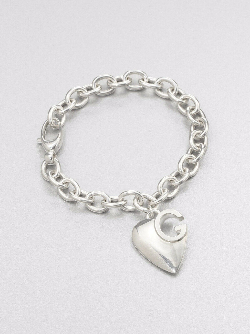 GUCCI G HEART CHARM SILVER BRACELET