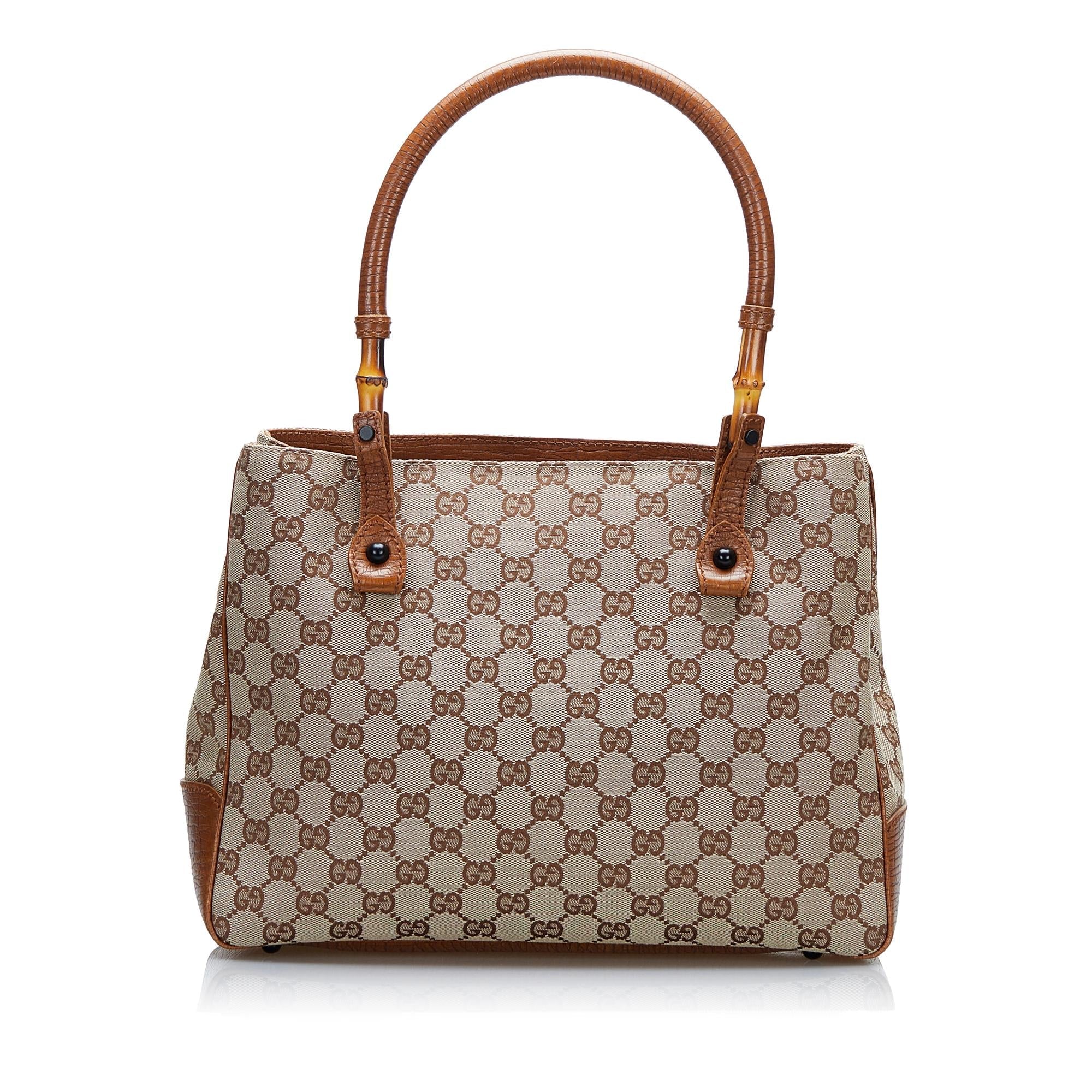 Gucci GG Canvas Bamboo Tote (SHG-onnXj3)