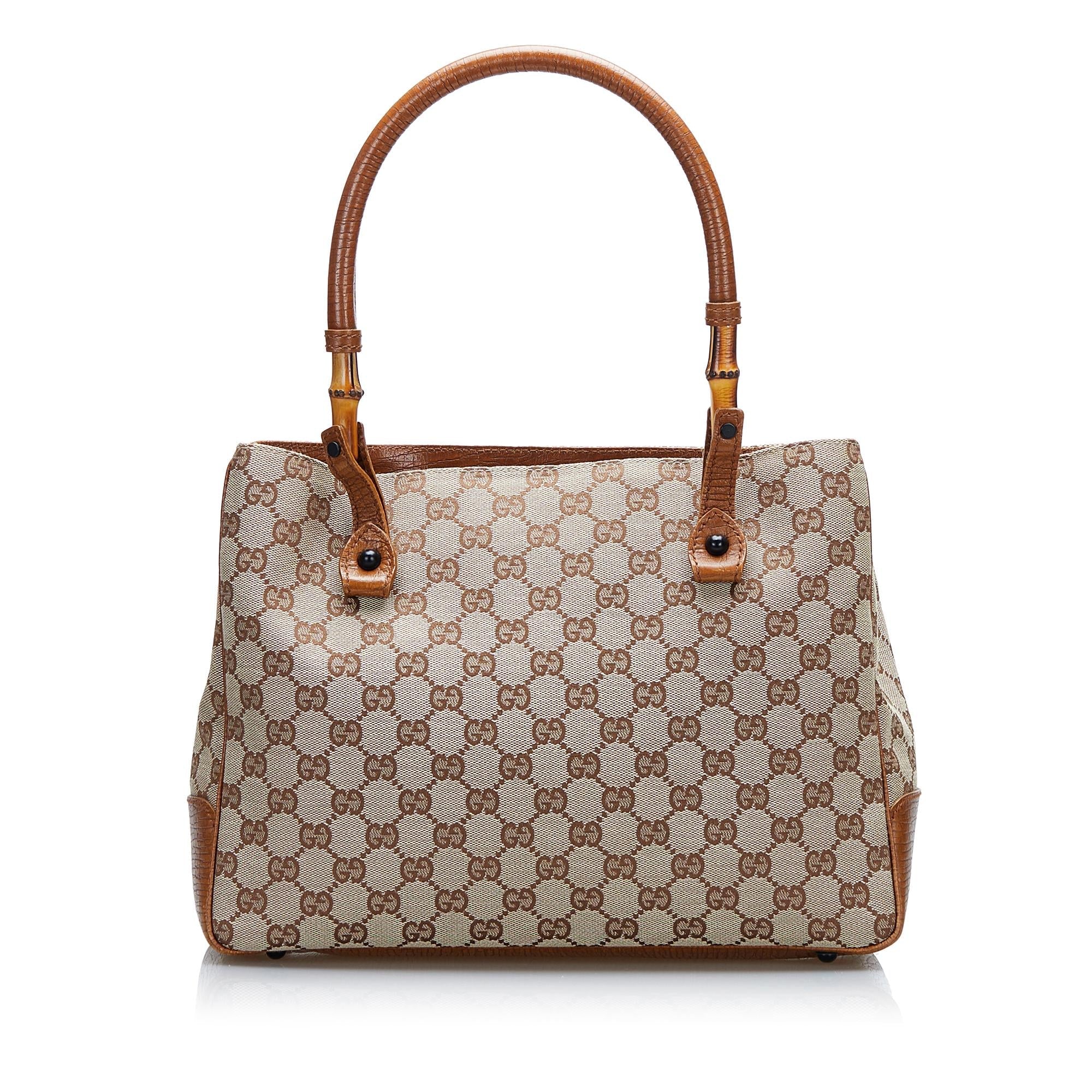 Gucci GG Canvas Bamboo Tote (SHG-onnXj3)