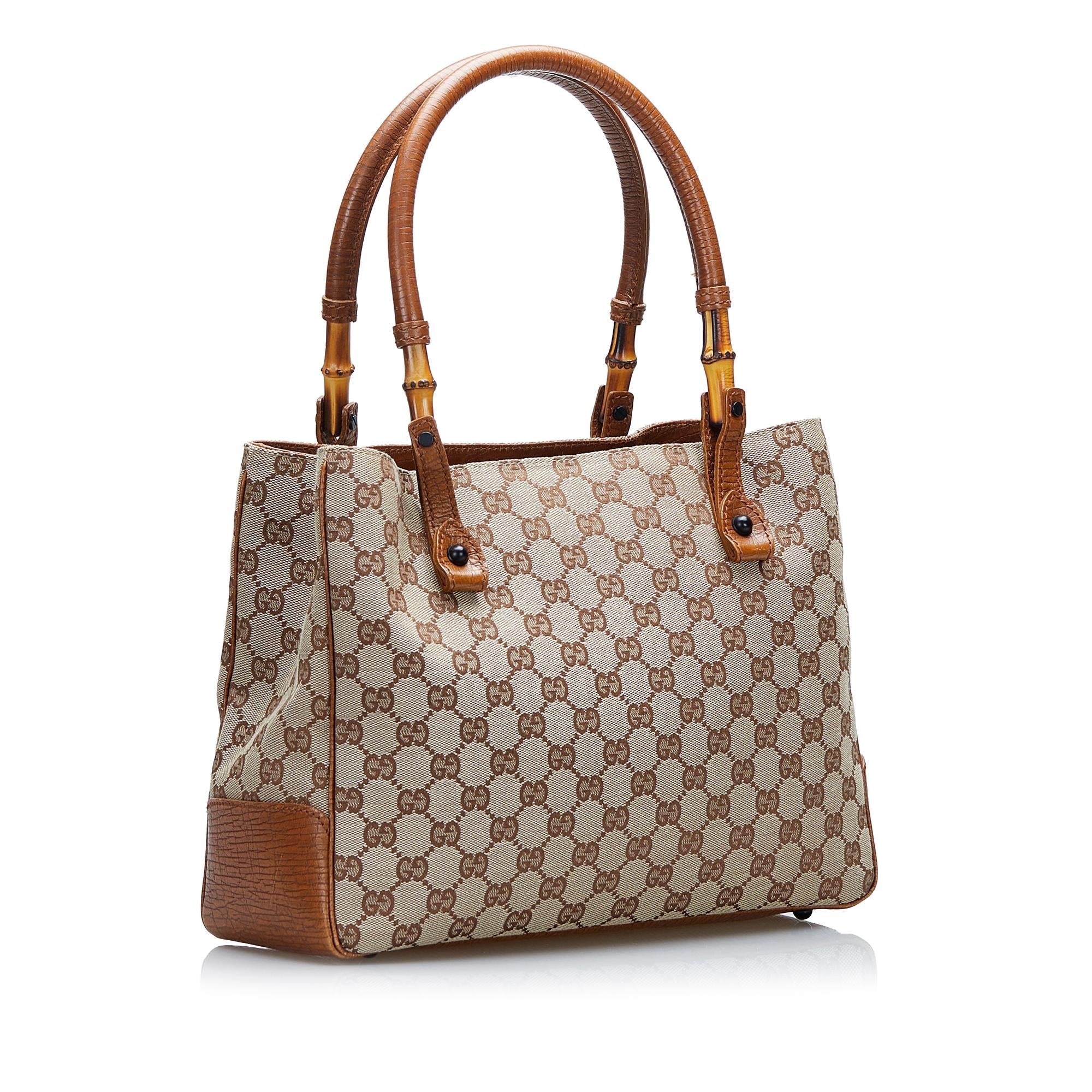 Gucci GG Canvas Bamboo Tote (SHG-onnXj3)