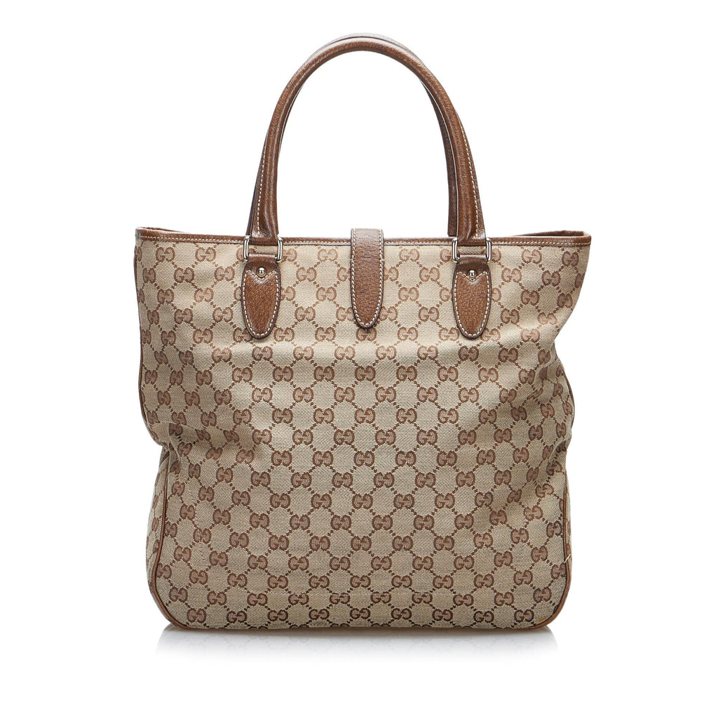 Gucci GG Canvas Jackie Piston Lock Tote (SHG-Bi3rMM)