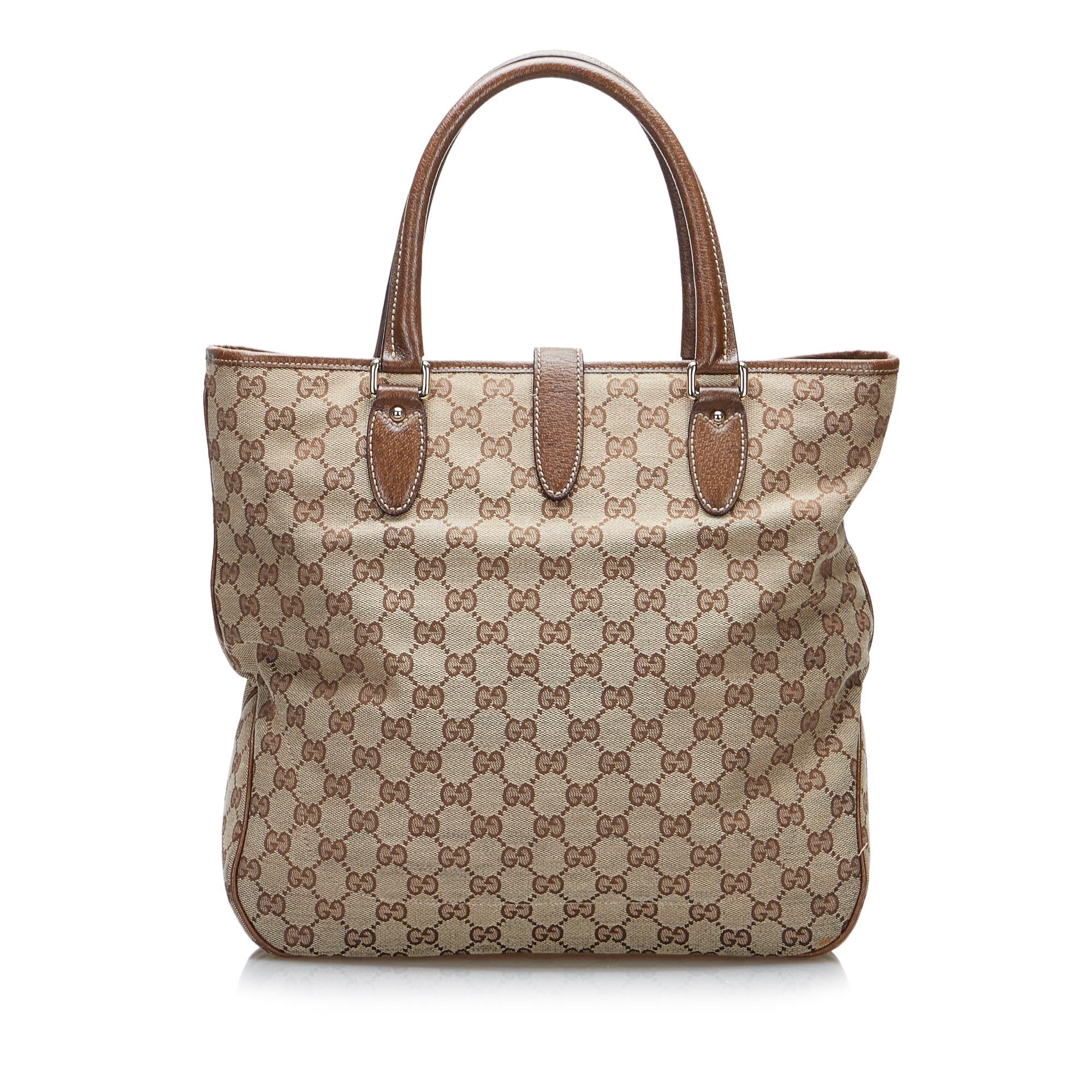 Gucci GG Canvas Jackie Piston Lock Tote (SHG-Bi3rMM)