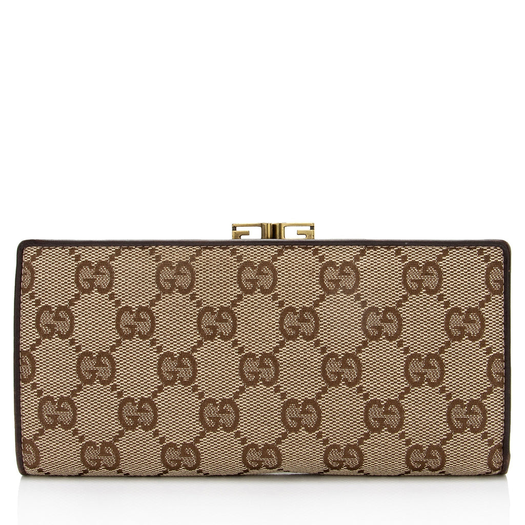 Gucci GG Canvas Kiss Lock Continental Wallet (SHF-xUmEf6)