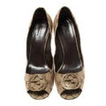 GUCCI GG CANVAS LOGO PEEP TOE PUMPS