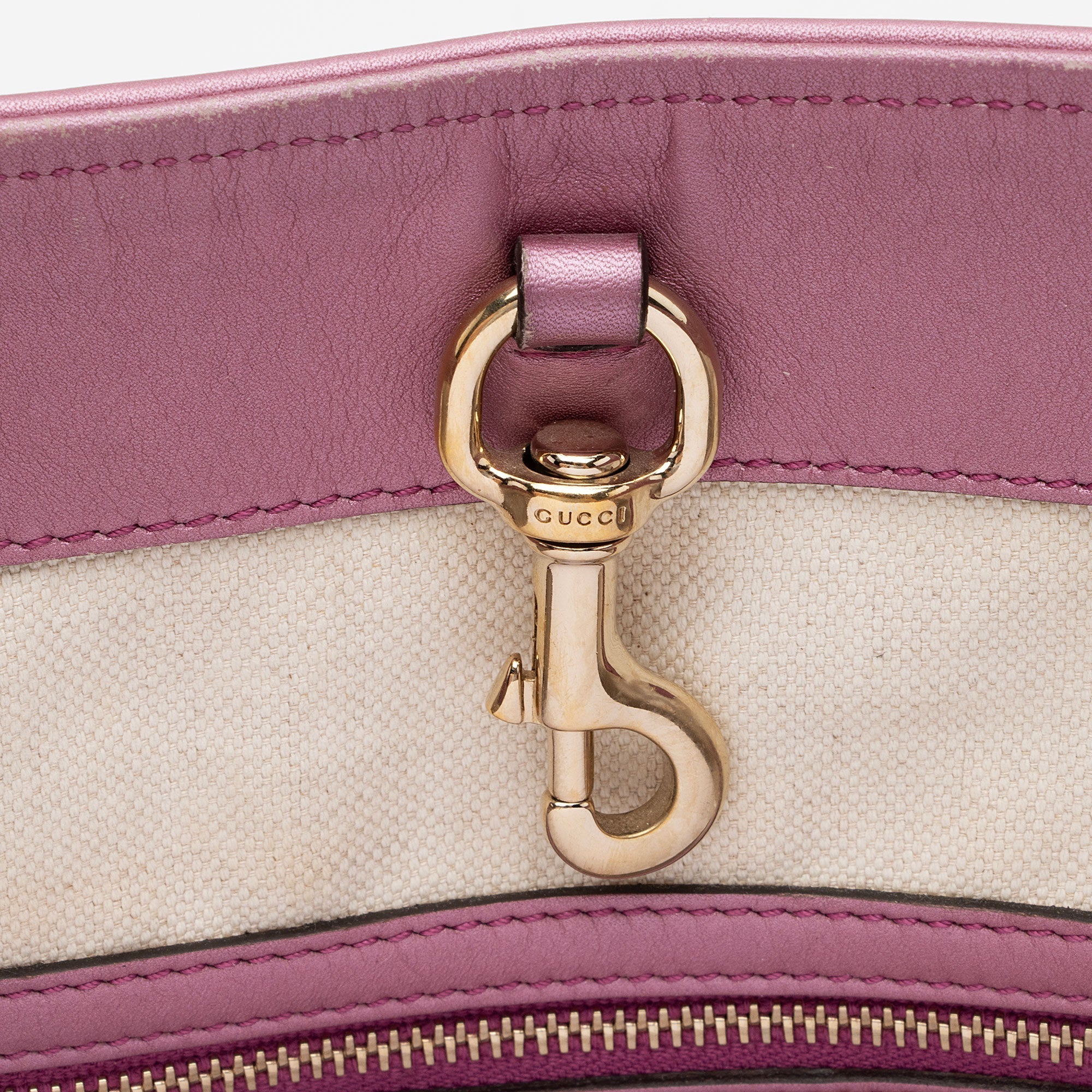 Gucci GG Canvas Metallic Leather Heart Bit Charm Medium Tote (SHF-5MJYxM)