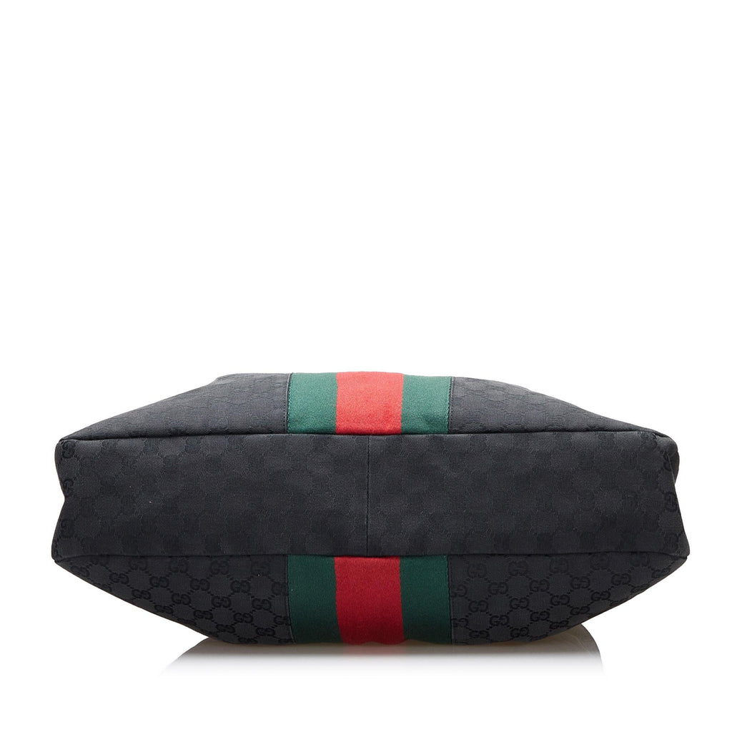 Gucci GG Canvas Web Metal Bamboo Tote (SHG-XlBfM7)