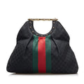 Gucci GG Canvas Web Metal Bamboo Tote (SHG-XlBfM7)