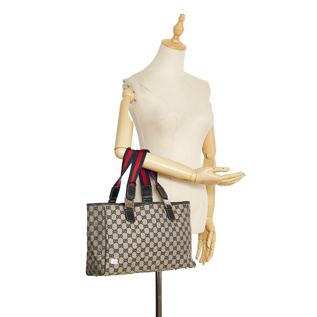 Gucci GG Canvas Web Pop Tote Bag (SHG-8Vt96e)