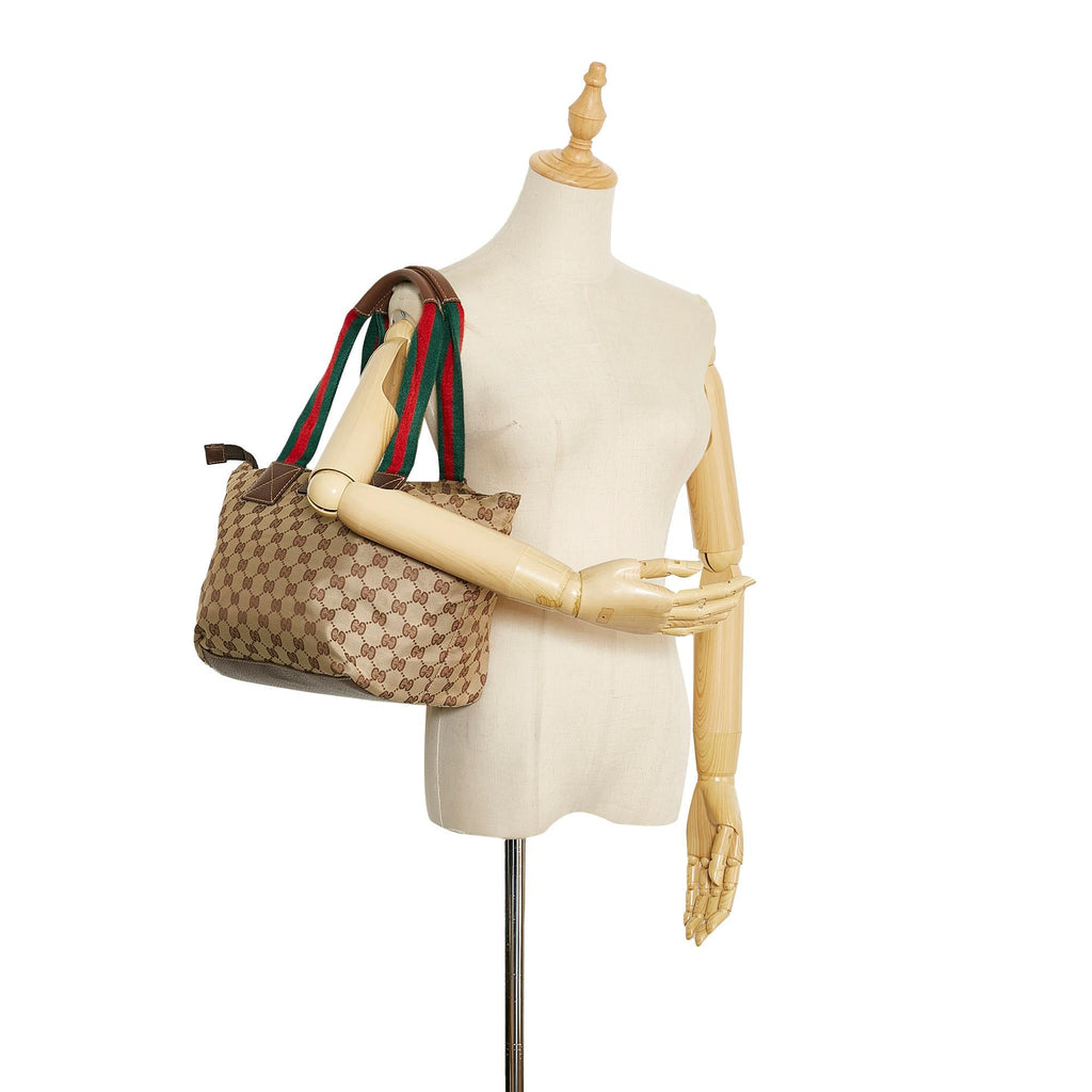 Gucci GG Canvas Web Tote (SHG-BPuGCO)