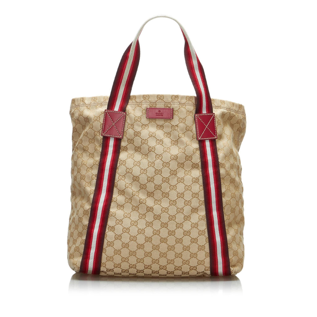 Gucci GG Canvas Web Tote (SHG-X8bRab)