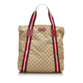 Gucci GG Canvas Web Tote (SHG-X8bRab)