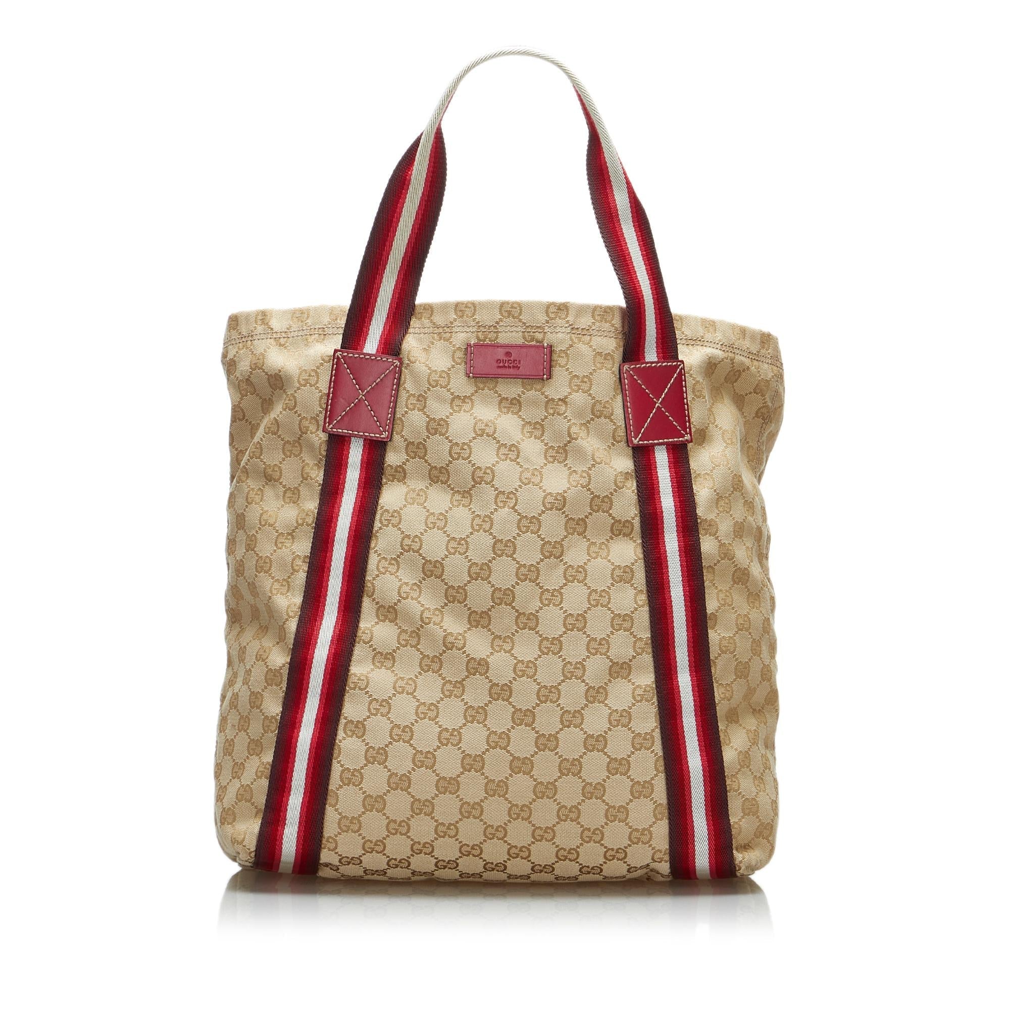 Gucci GG Canvas Web Tote (SHG-X8bRab)