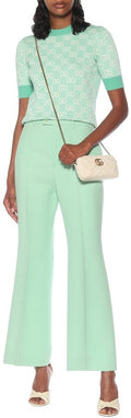 GUCCI GG COTTON WOOL BLEND PIQUET TOP