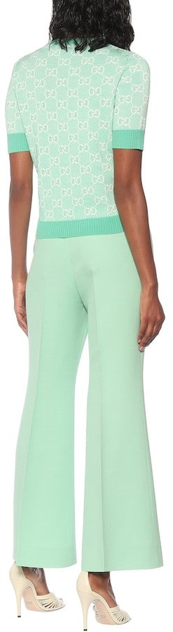 GUCCI GG COTTON WOOL BLEND PIQUET TOP