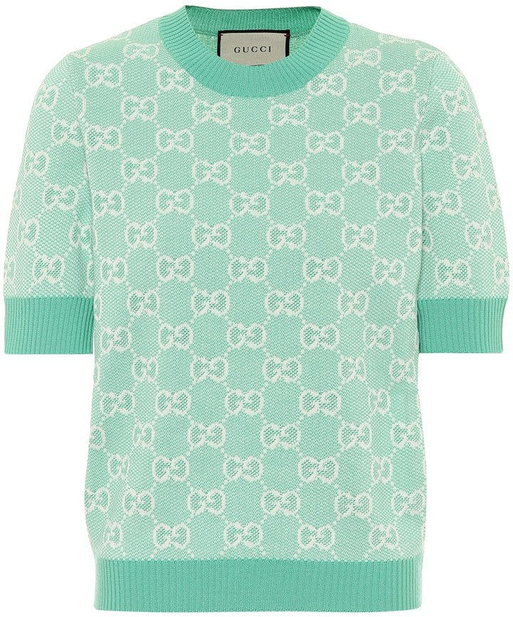 GUCCI GG COTTON WOOL BLEND PIQUET TOP