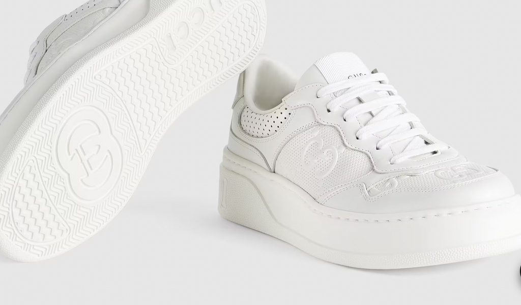 GUCCI GG EMBOSSED LEATHER SNEAKERS