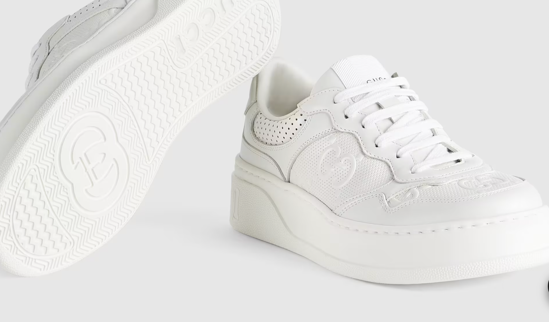 GUCCI GG EMBOSSED LEATHER SNEAKERS