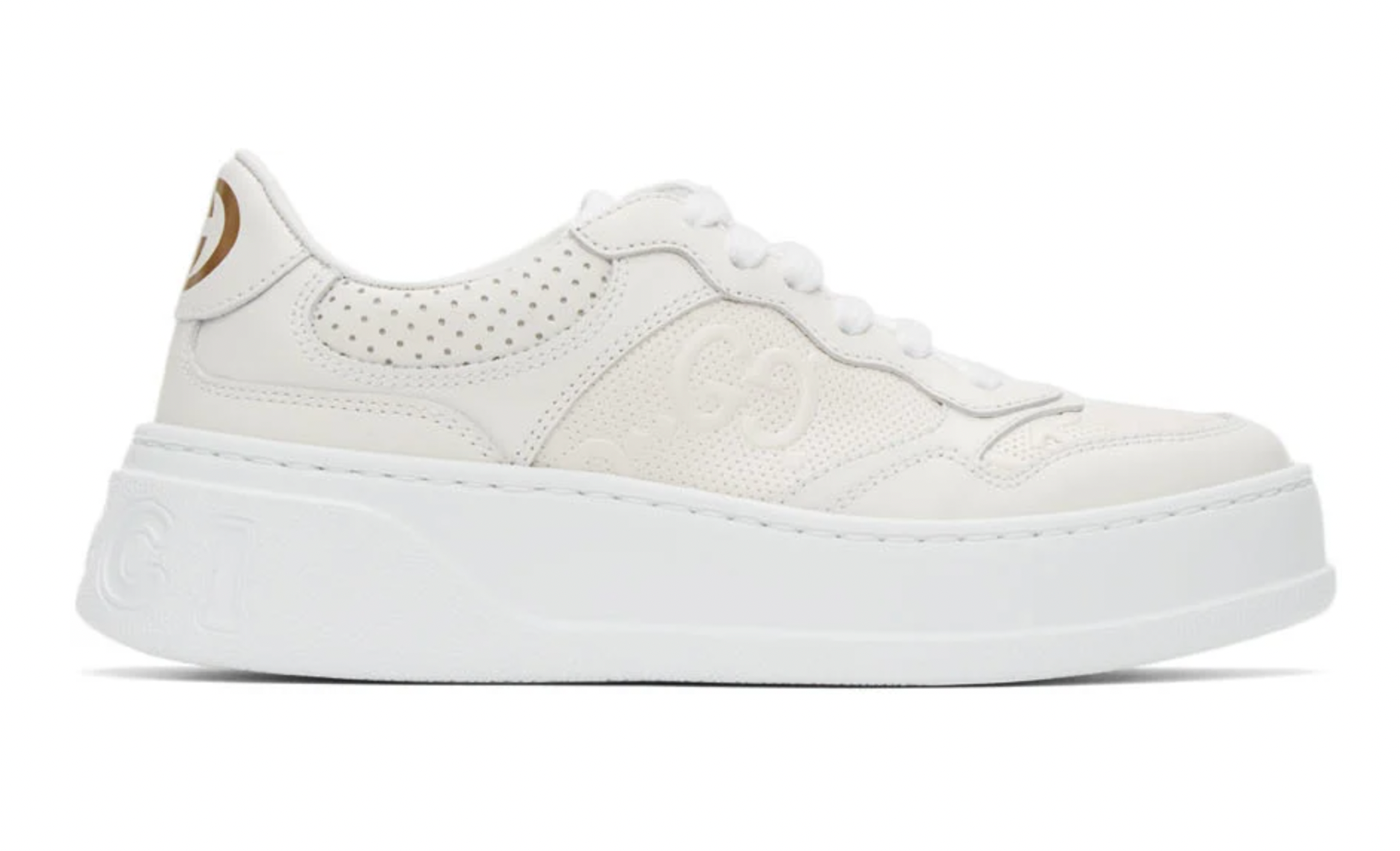 GUCCI GG EMBOSSED LEATHER SNEAKERS