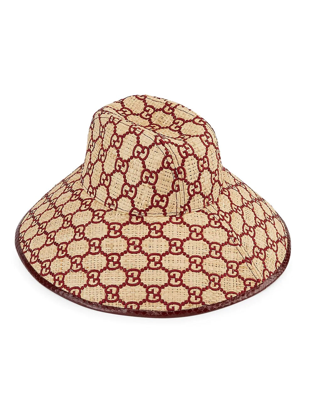 GUCCI GG EMBROIDERED RAFFIA HAT