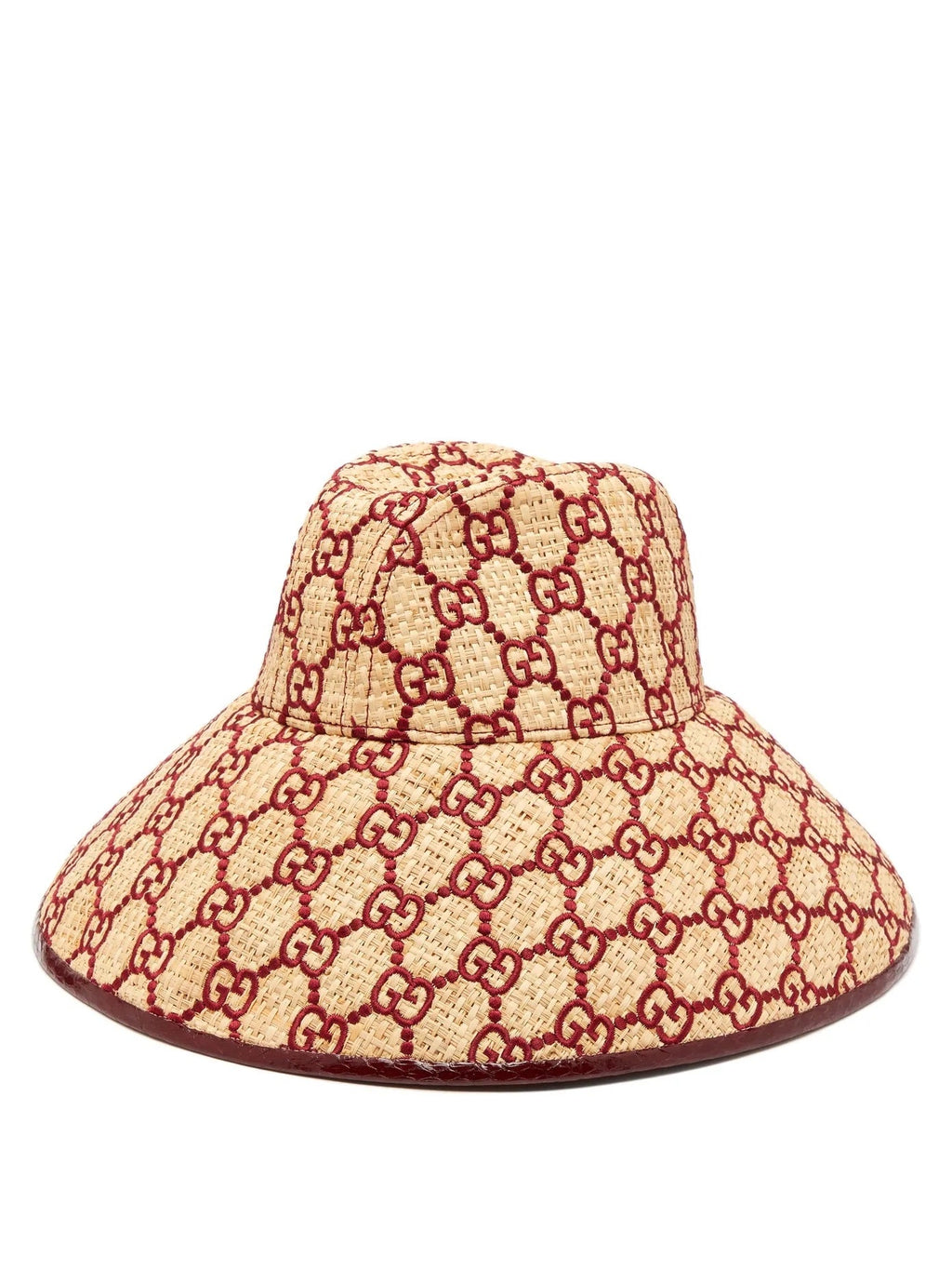 GUCCI GG EMBROIDERED RAFFIA HAT