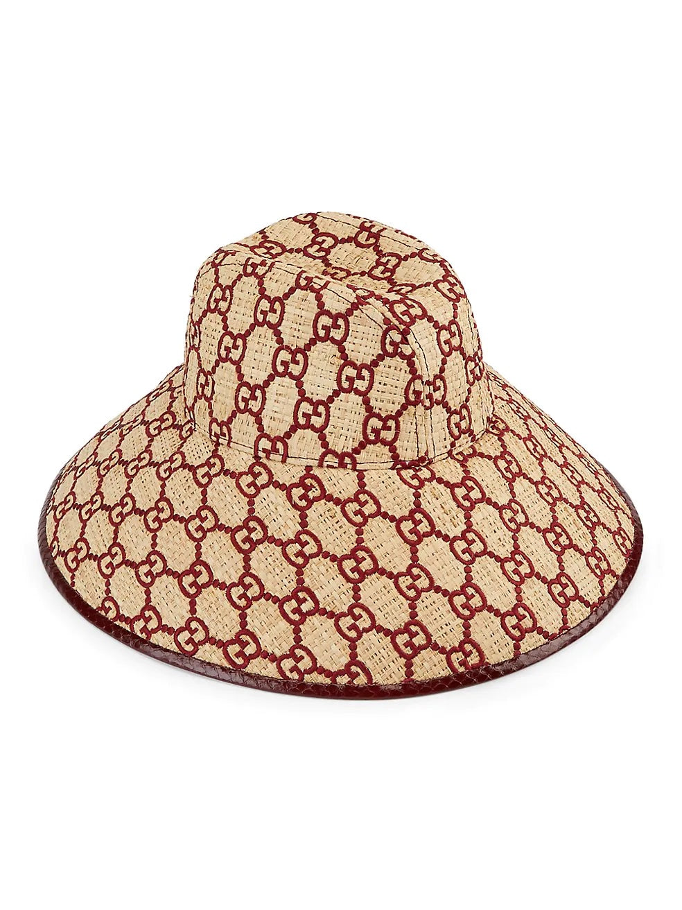 GUCCI GG EMBROIDERED RAFFIA HAT