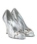 GUCCI GG Guccissima Horsebit Peep-Toe Pumps
