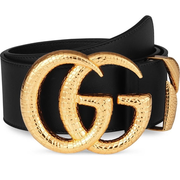 GUCCI GG LIZARD BUCKLE LEATHER BELT