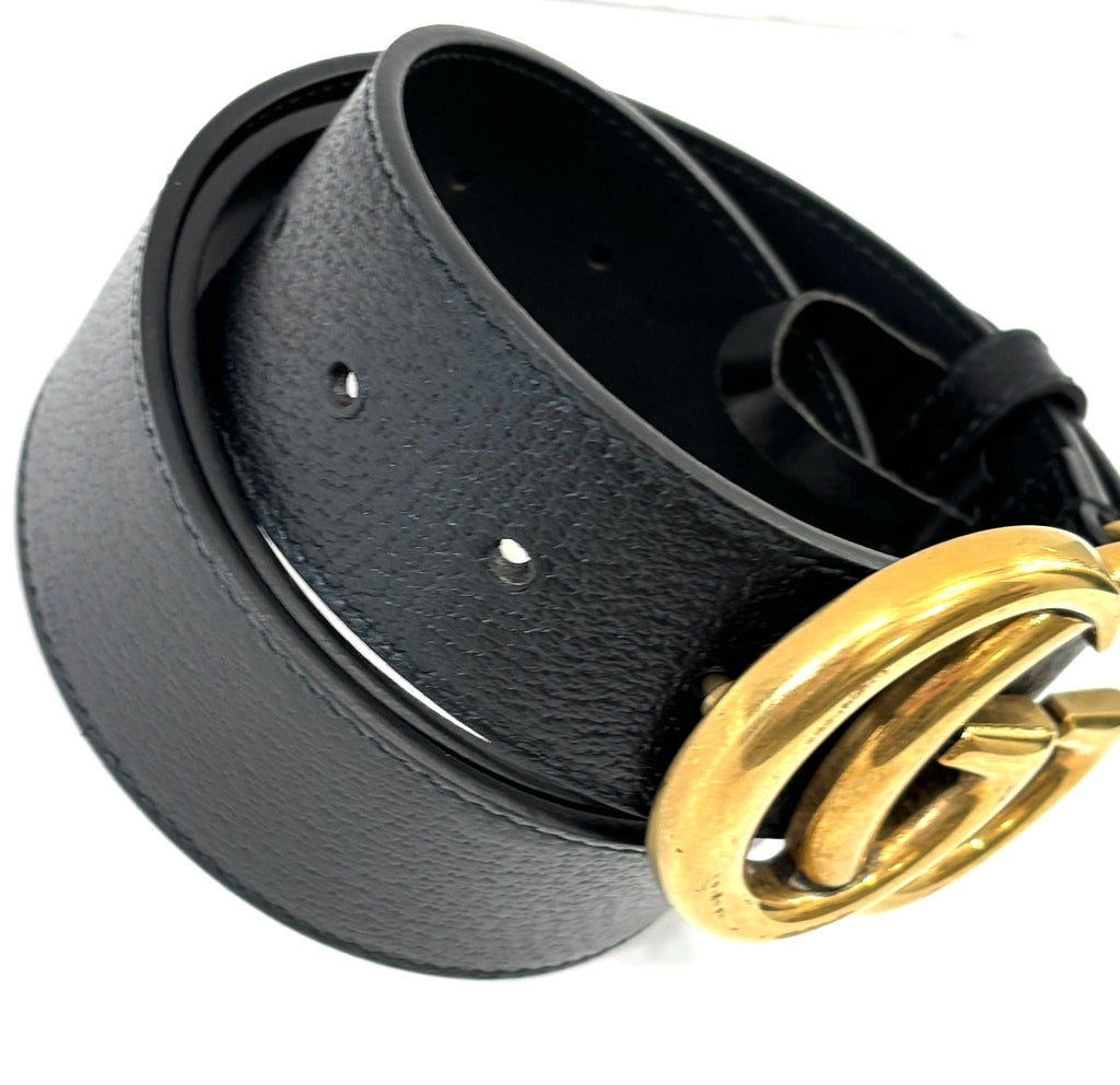 GUCCI GG MARMONT WIDE TEXTURED CALFSKIN LEATHER BELT