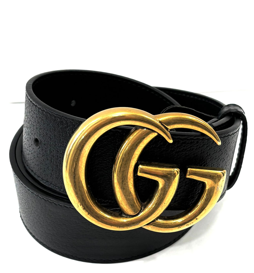 GUCCI GG MARMONT WIDE TEXTURED CALFSKIN LEATHER BELT