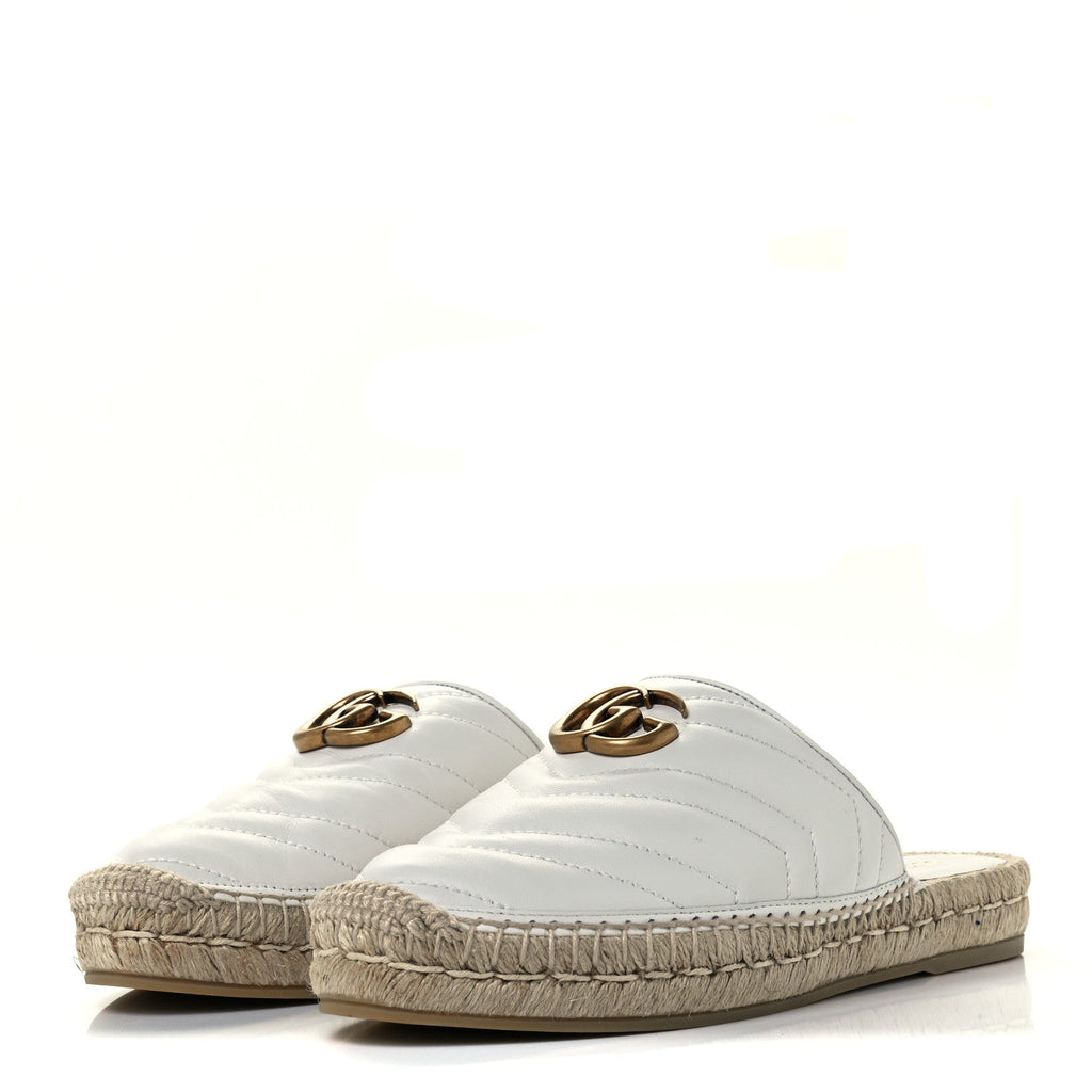 GUCCI NAPPA LEATHER MATELASSE GG MARMONT BACKLESS ESPADRILLES