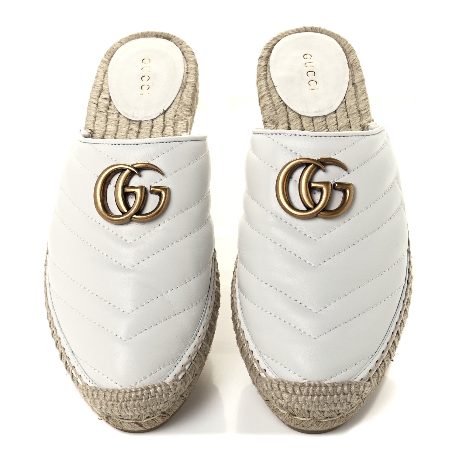 GUCCI NAPPA LEATHER MATELASSE GG MARMONT BACKLESS ESPADRILLES
