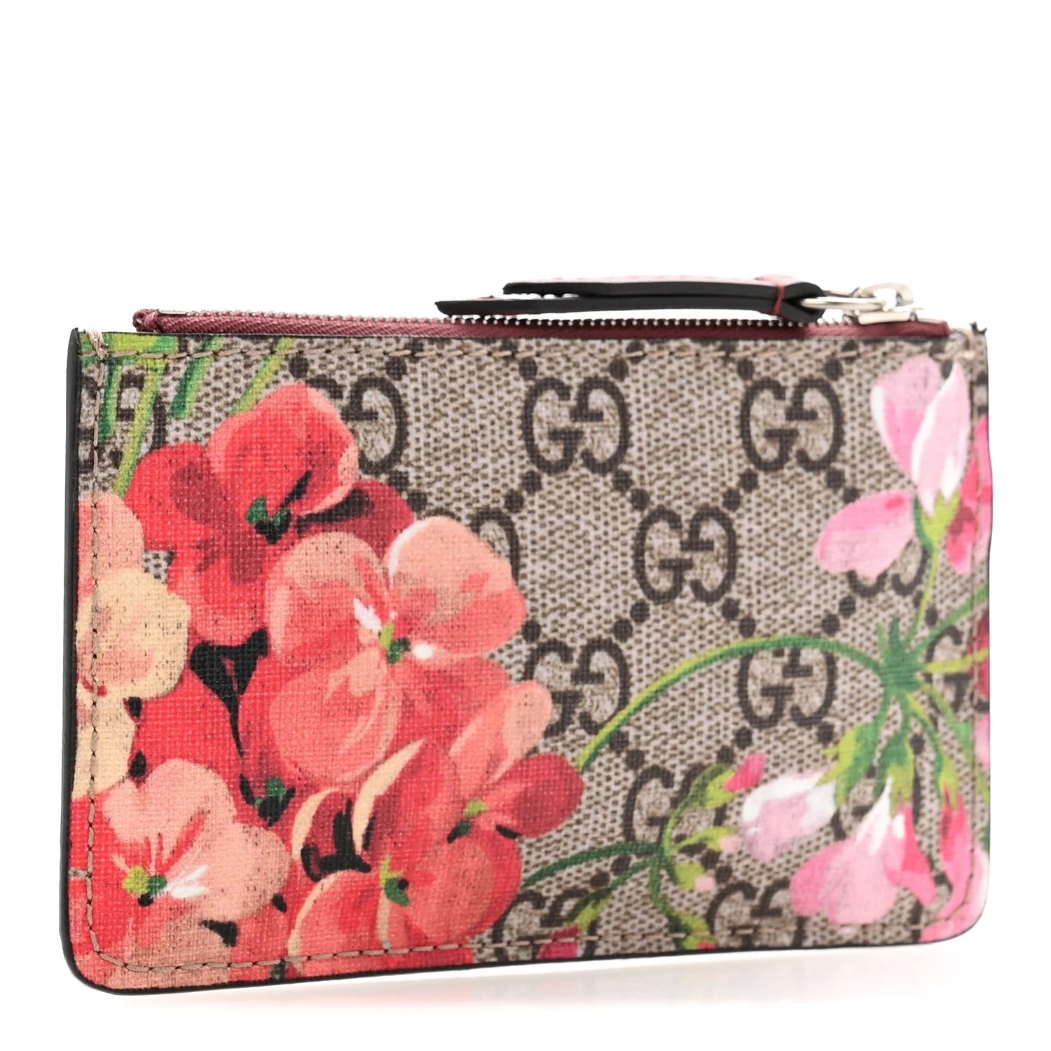 GUCCI GG SUPREME MONOGRAM BLOOMS FLORAL COIN KEY CASE