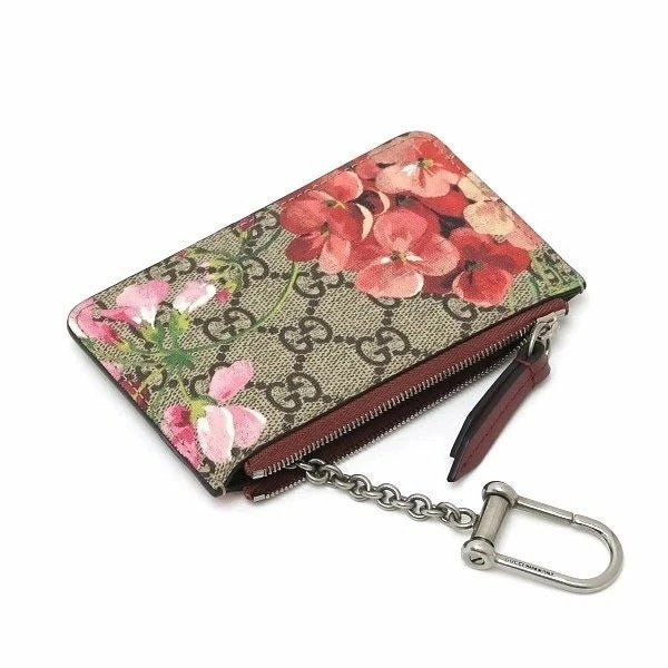 GUCCI GG SUPREME MONOGRAM BLOOMS FLORAL COIN KEY CASE